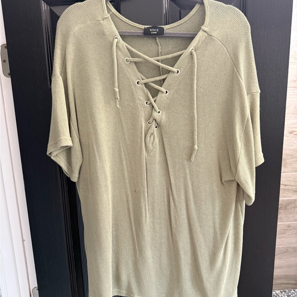Vici Lace-Up Sage Tunic